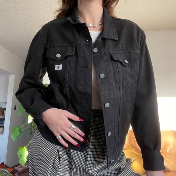 Vintage Calvin Klein Jeans 90s Black Denim Jacket - Picture 2 of 4
